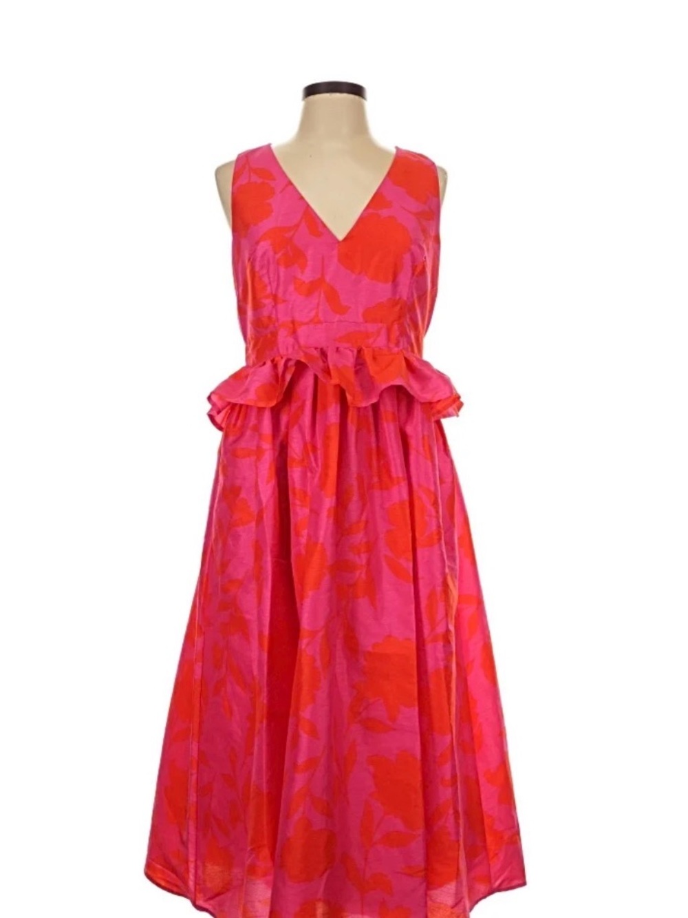 Kate Spade Pink & Red Floral Peplum Dress size 0